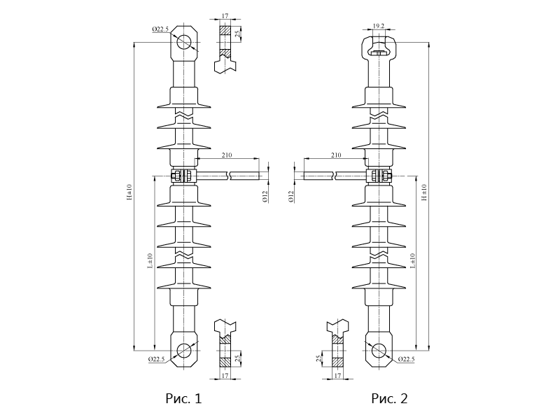 Изоляторы натяжные ребристые НСПКр с нейтральной вставкой на напряжение 3 и 25 кВ